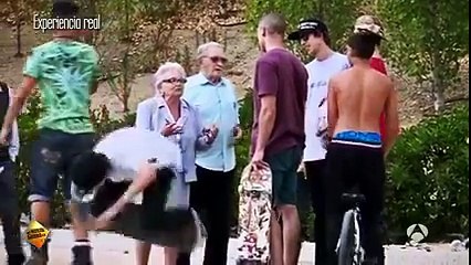 Old man surprised young skaters!