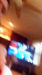 Adorable howling competition between a puppy and a full grown