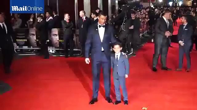 Cristiano Ronaldo gives his son Cristiano Jr a kiss on cheek 09.11.2015