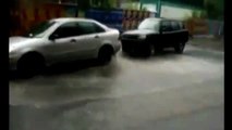 exploding manhole throws car into the air