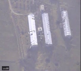 Авиаудар по ангару в р-не Восточная Гута, где находилось 10 автомобилей, начиненных взрывчаткой