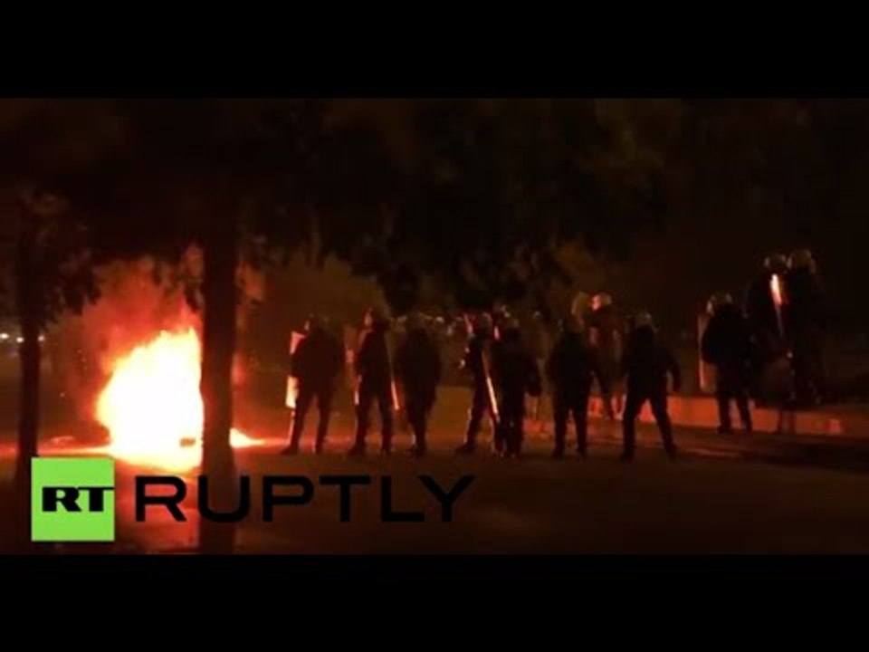 Greek Clashes: Protesters throw stones, bottles at riot police