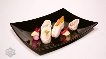 Le plat libre de Killian : ballotine de pintade au fruit défendu, craquant au foie gras et écume au cidre