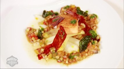 Le plat libre d'Alexis : truite de Banka, asperges du Val de Loire et vierge de légumes