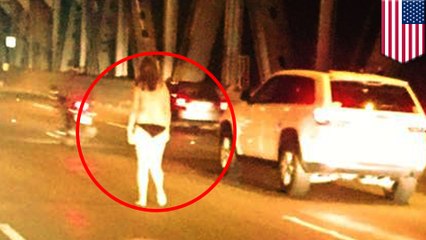 Woman gets buck naked while running in traffic on San Francisco Bay Bridge