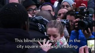 Muslim Man Gives Free Hugs In Paris.