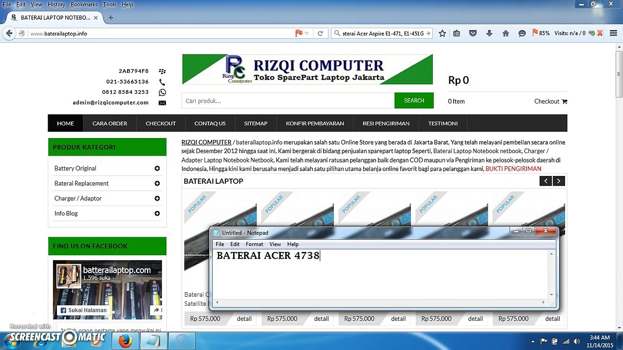Baterai Original Acer Aspire 4738, 4738Z, 4738ZG Series