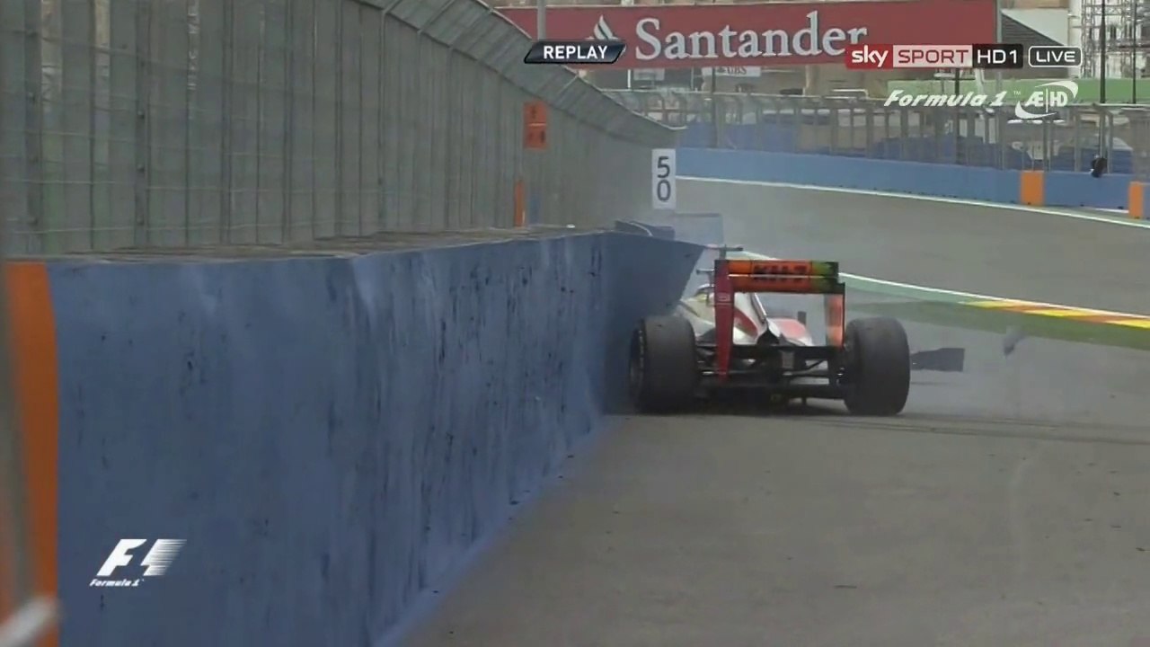 De la Rosa Crash in Valencia Practice 2012