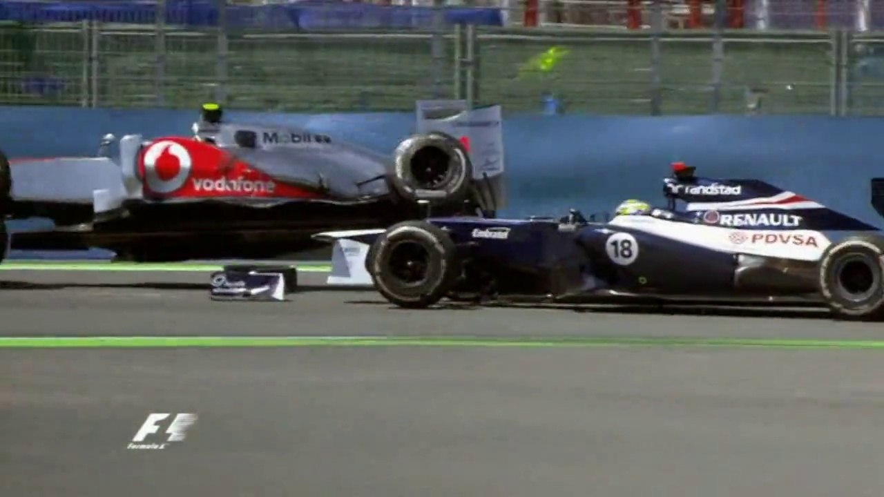 Hamilton and Maldonado Crash in Valencia 2012
