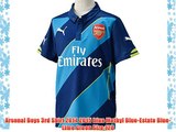 Arsenal Boys 3rd Shirt 2014 2015 blue Methyl Blue-Estate Blue-Lime Green Size:128