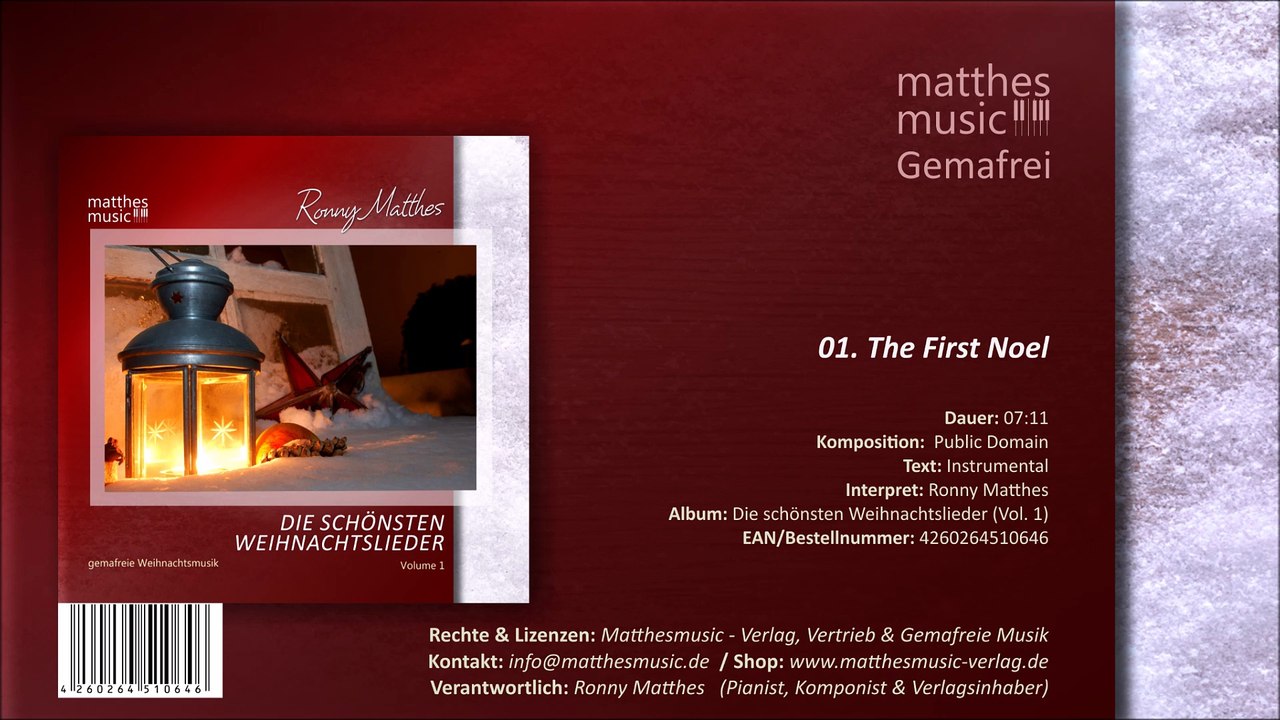 The First Noel - Gemafreie Weihnachtsmusik - (01/14) - CD: Die schönsten Weihnachtslieder (Vol. 1)