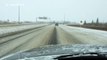 Snow causes poor road conditions in Winnipeg, Canada