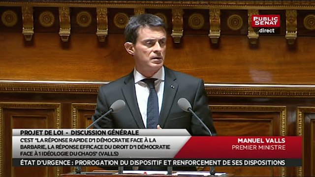 Prolongation de l'état d'urgence : discours de Manuel Valls devant le Sénat