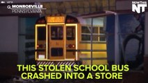 Someone Stole A School Bus And Crashed It Into A Store