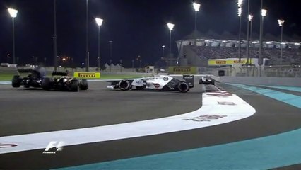 Perez,Grosjean and Webber Crash in Abu Dhabi 2012