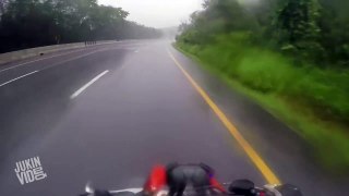 Motorcyclist Saves Girlfriend After Crash In Rain | Life Saver