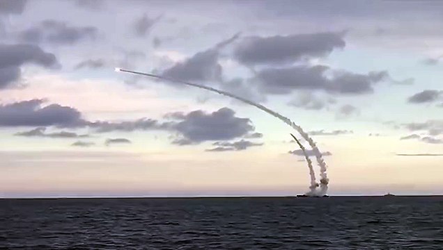 Russian Navy Launching Cruise Missiles