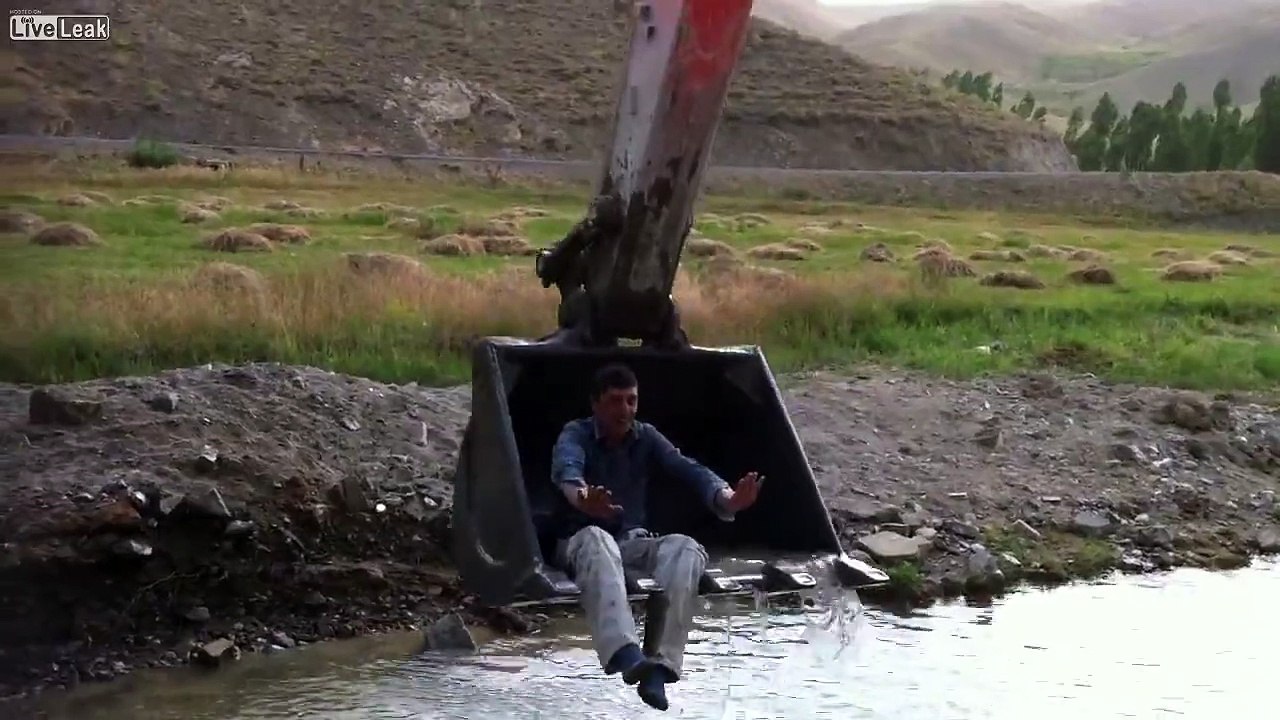 Construction workers having fun