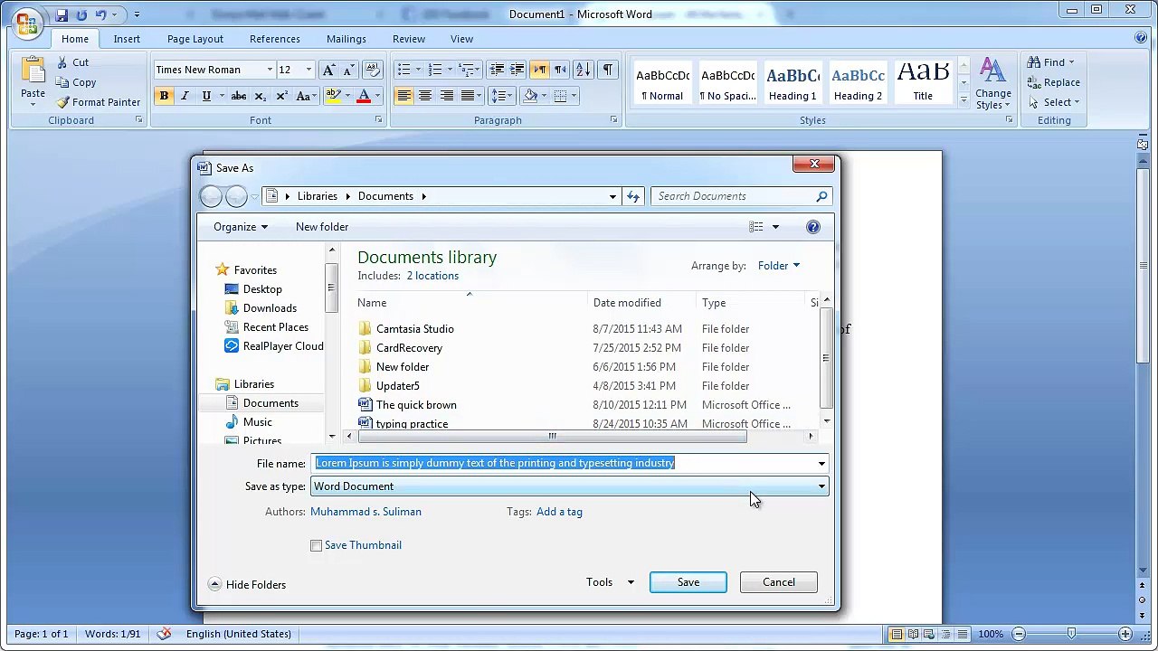 Part 5 - MS Word 2007 Tutorial In Urdu/Hindi - Save and Save As Command
