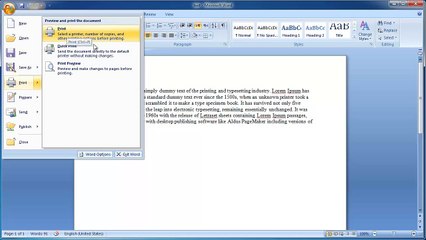 Part 6 - MS Word 2007 Tutorial In Urdu/Hindi - Print Command (1 of 3)
