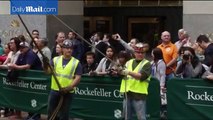 This year¿s Rockefeller Christmas tree is lifted into place