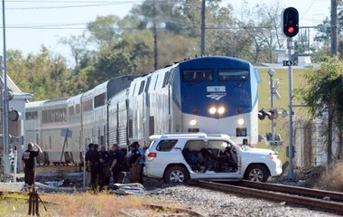 Car Near The Crash At Train Crossing Gate