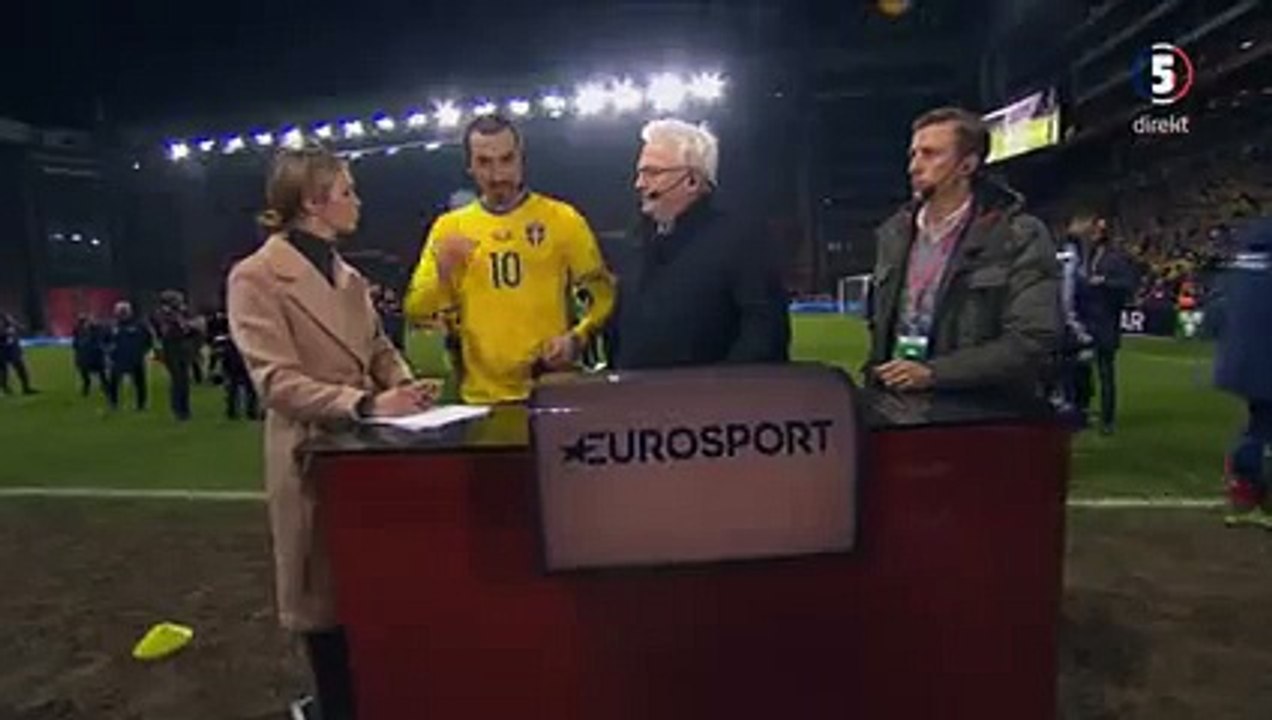 Zlatan Ibrahimovics Gets Mobbed by His teammates _ Denmark - Sweden 2015