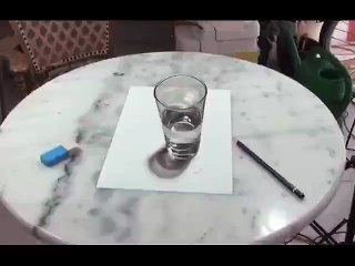 The glass of water will be surprised