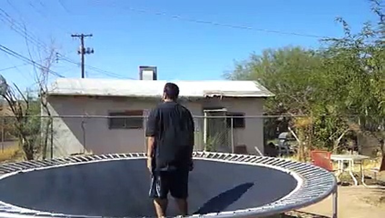 fat boy breaks trampoline