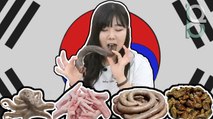 Korean girls taste Exotic Asian Food