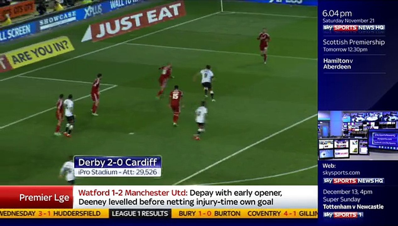Derby 2-0 Cardiff ~ [Championship] - 21.11.2015 - All Goals & Highlights