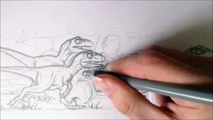 Drawing Cartoon Running Raptor Pack Squad Part 2 Drawing Last Raptor And Background