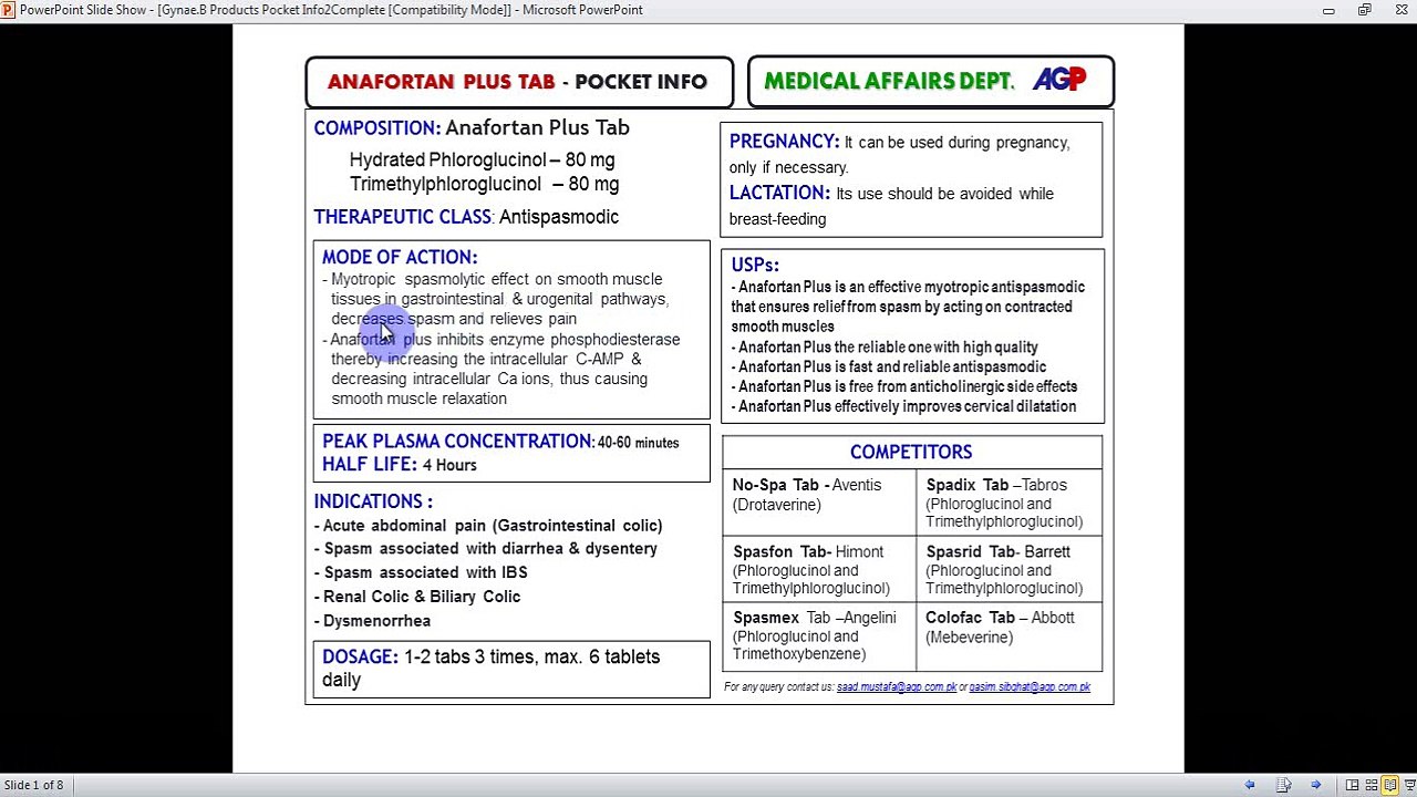 Anafortan Tab Pocket Info Training Dr. Saad Mustafa