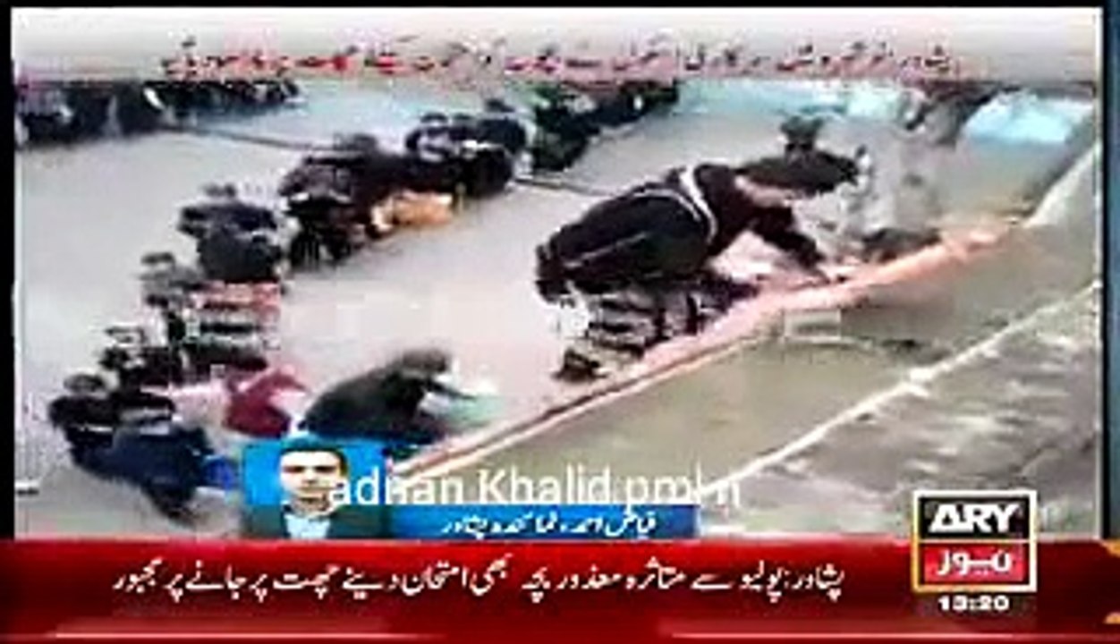 Students taking examination at the roof in Govt school Nowshehra KPK