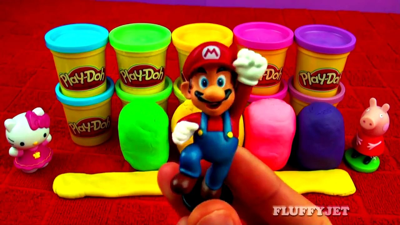 Play Doh Eggs Learn ABCs Thomas Tank Engine Peppa Pig Mickey Mouse Mario Dora Hello Kitty FluffyJet