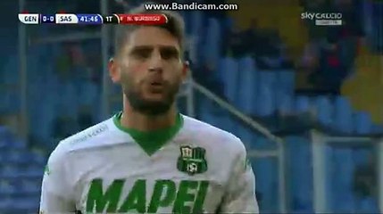 Nicolas Burdisso and Domenico Berardi - Red Card for both players Genoa vs Sassuolo 22.11.2015
