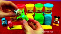 Play Doh Eggs Learn ABCs Peppa Pig Mickey Mouse Teletubbies Hello Kitty Dora Thomas Engine FluffyJet