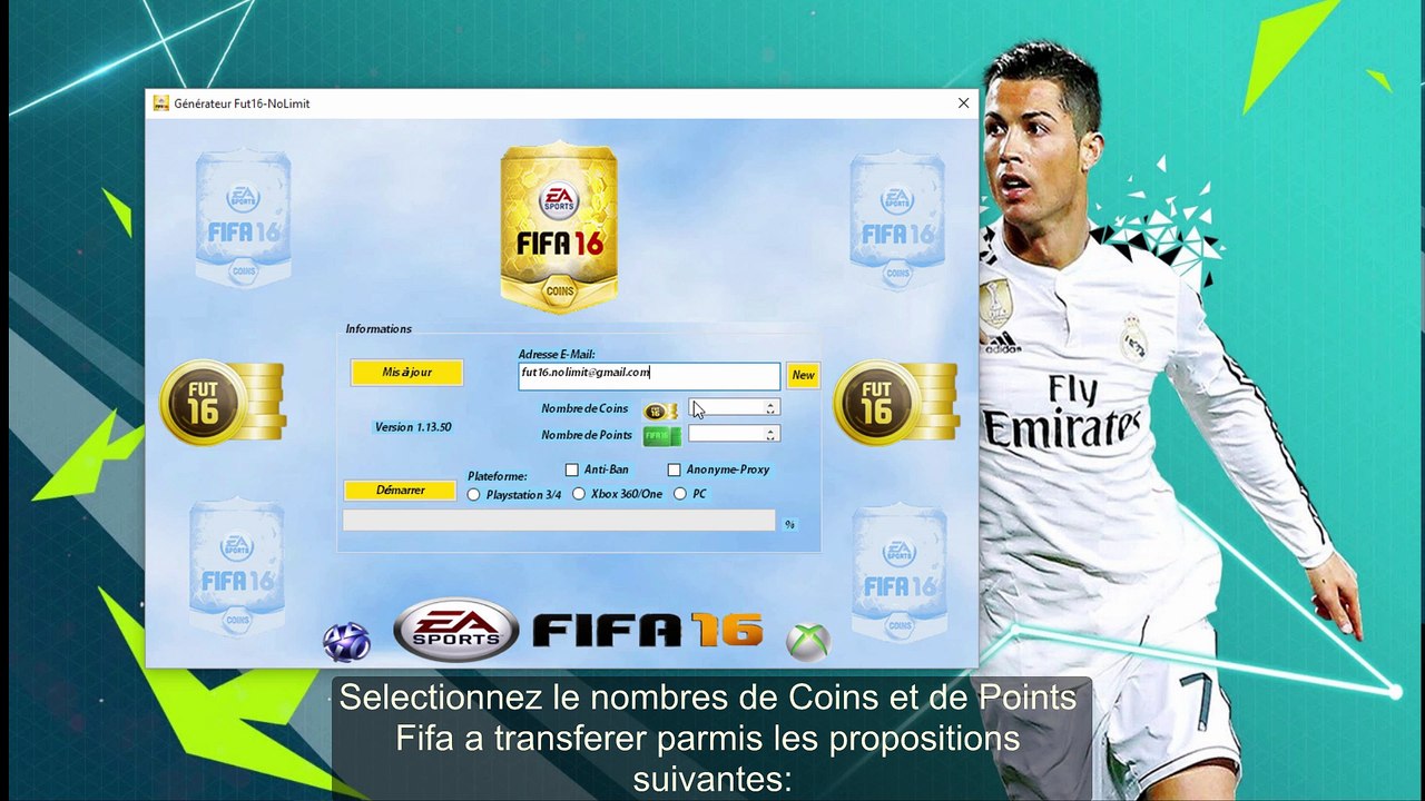 FUT16 | NOLIMIT Générateur de Coins et Points Fifa [FR] PS4|PS3|XBOX|PC