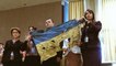 Изгнание из зала господ, развернувших флаг Украины во время речи Путина в ООН