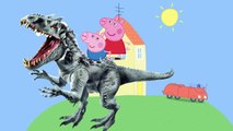 Family Finger Family Peppa Pig riding on Dinosaurs Nursery Rhyme Song Family