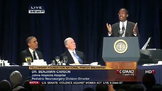 Presidential hopeful Dr Ben Carson speaks about his mom