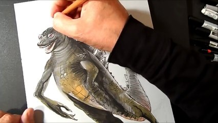 3D Drawing Godzilla, Trick Art, Time Lapse