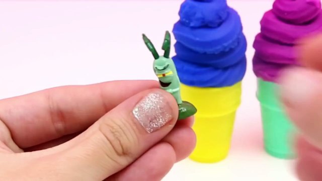 spongebob Play-Doh Ice Cream Cone Surprise Eggs Spongebob Dora Hello Kitty Peppa Pig unboxing