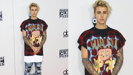 (VIDEO) AMAs 2015: Justin Bieber Wears 'Nirvana Fear Of God' T-Shirt On Red Carpet
