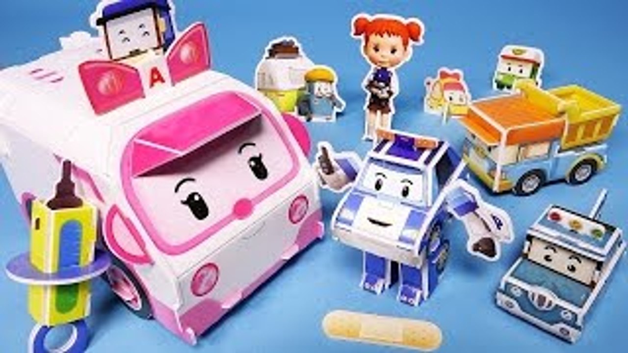 로보카 폴리 엠버 구급차 만들기 놀이 Robocar Poli Amber Paper Craft car toys