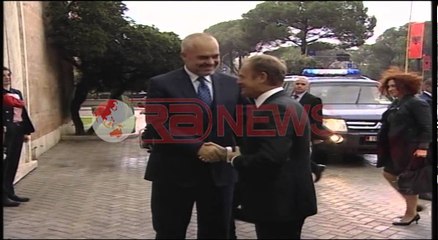 Presidenti i Këshillit Europian Donald Tusksot, e pret Rama në kryeministri