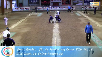 Troisième tour, tir rapide en double, Club Elite masculin J5, CRO Lyon contre Saint-Vulbas, Sport Boules, saison 2015-2016