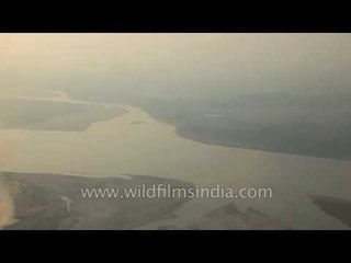 Flight approaches Guwahati, over the Brahmaputra river