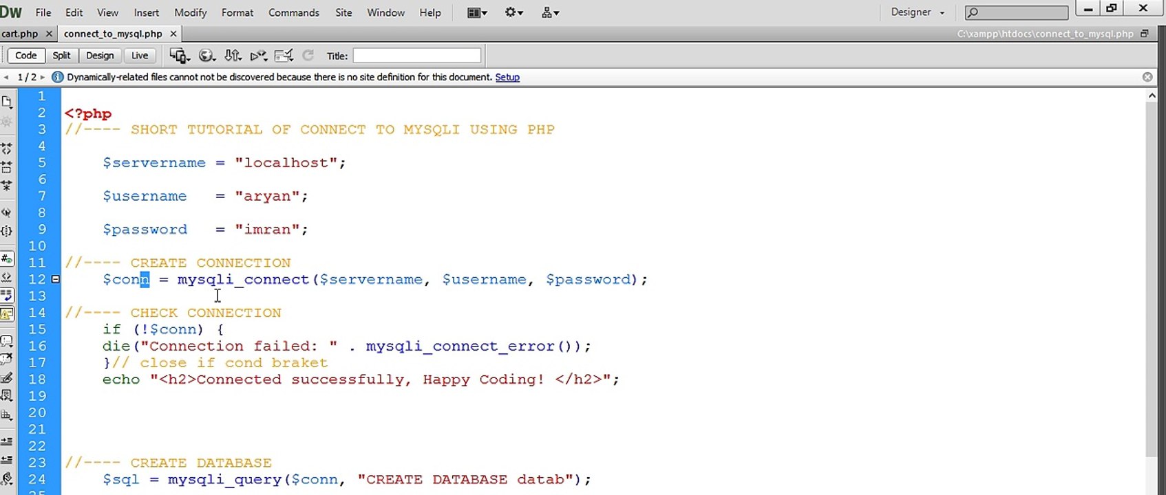 HOW TO CREAT DATABASE IN MYSQL SERVER USING PHP PART 2