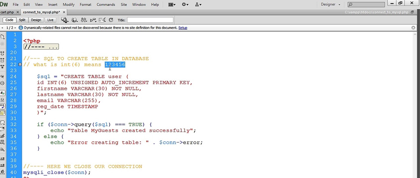 PART 3 HOW TO CREATE TABLE IN DATABASE USING PHP CODES